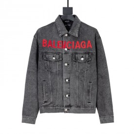 Balencaiga Chest Logo Denim Jacket Black