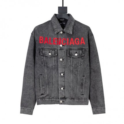 Balencaiga Chest Logo Denim Jacket Black