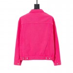 Balencaiga Chest Logo Denim Jacket Fluo Pink