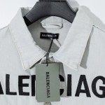 Balencaiga Chest Logo Denim Jacket Grey