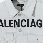 Balencaiga Chest Logo Denim Jacket Grey