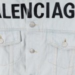 Balencaiga Chest Logo Denim Jacket Grey