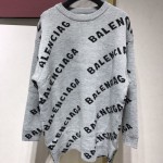 Balenciaga Allover Logo Crewneck Sweater Grey