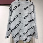 Balenciaga Allover Logo Crewneck Sweater Grey