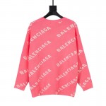 Balenciaga Allover Logo Crewneck Sweater Pink