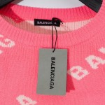 Balenciaga Allover Logo Crewneck Sweater Pink