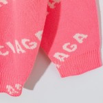 Balenciaga Allover Logo Crewneck Sweater Pink