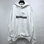 Balenciaga Caps Destroyed Hoodies White