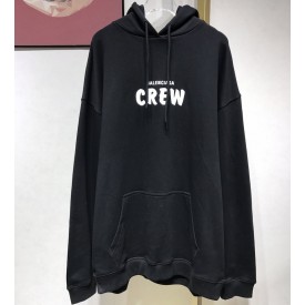 Balenciaga Crew Hoodies in Black and White Printed Curly Fleece