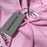 Balenciaga Crew Hoodies in Pink and Black Printed Curly Fleece