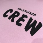 Balenciaga Crew Hoodies in Pink and Black Printed Curly Fleece