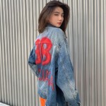  Balenciaga Denim jacket with Pink BB Balenciaga