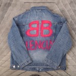  Balenciaga Denim jacket with Pink BB Balenciaga