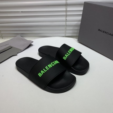 Balencaiga Piscine Slide Sandals Black / Green 