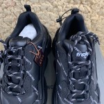 Balenciaga Triple S Logo Print Leather Sneakers Black