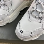 Balenciaga Triple S Logo Print Leather Sneakers White