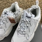 Balenciaga Triple S Logo Print Leather Sneakers White