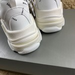 Balenciaga Triple S Logo Print Leather Sneakers White