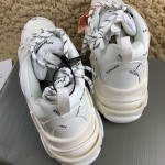 Balenciaga Triple S Logo Print Leather Sneakers White