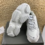 Balenciaga Triple S Logo Print Leather Sneakers White