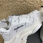 Balenciaga Triple S Logo Print Leather Sneakers White