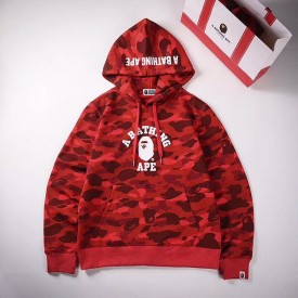 Bape Color Camo College Pullover Hoodies Red