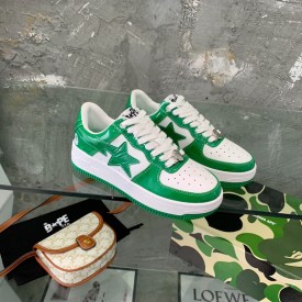 A Bathing Ape Bape Sta Low Sneakers Green Patent