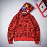 Bape 1st Camo Shark Full Hoodies Red