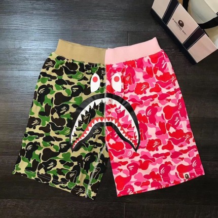 Bape ABC Camo Shark Sweat Short Green/Pink