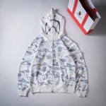 Bape Space Camo Shark Full Zip Hoodies White