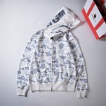 Bape Space Camo Shark Full Zip Hoodies White