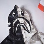 BAPE x Neighborhood Split Camo Shark Full Zip Hoodie Black/White