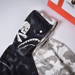 BAPE x Neighborhood Split Camo Shark Full Zip Hoodie Black/White