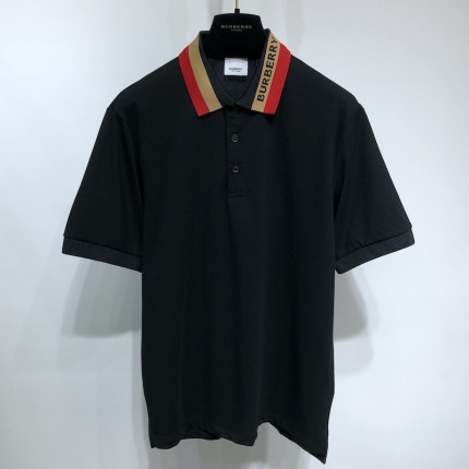 BBR Logo Detail Cotton Pique Polo Shirt Black