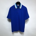 BBR Logo Detail Cotton Pique Polo Shirt Blue