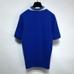 BBR Logo Detail Cotton Pique Polo Shirt Blue