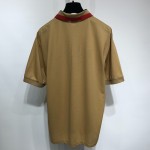 BBR Logo Detail Cotton Pique Polo Shirt Camel