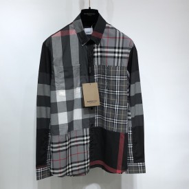 BUR Patchwork Check Cotton Shirt Black