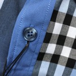 BUR Patchwork Check Cotton Shirt Blue