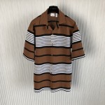 BBR Short-sleeve Stripe Print Nylon Oversized Shirt Brown