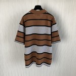 BBR Short-sleeve Stripe Print Nylon Oversized Shirt Brown