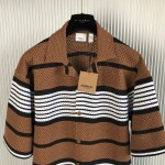 BBR Short-sleeve Stripe Print Nylon Oversized Shirt Brown