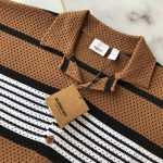 BBR Short-sleeve Stripe Print Nylon Oversized Shirt Brown