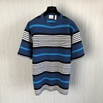 BBR Stripe Print Nylon Oversized T-shirt Blue