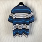 BBR Stripe Print Nylon Oversized T-shirt Blue