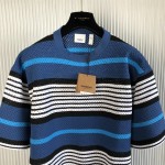 BBR Stripe Print Nylon Oversized T-shirt Blue