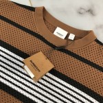 BBR Stripe Print Nylon Oversized T-shirt Brown