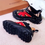 BUR Vintage Check Cotton and Nubuck Arthur Sneakers Black/Red