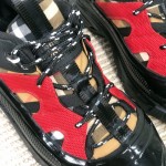 BUR Vintage Check Cotton and Nubuck Arthur Sneakers Black/Red