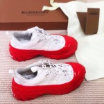 BUR Vintage Check Cotton and Nubuck Arthur Sneakers White/Red